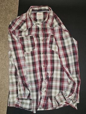 Levi's Men's Red Plaid Button-Up Medium Shirt